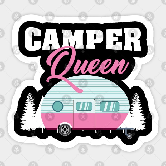 Camper Queen - Funny Camping Gifts for Girls and Women Sticker by Shirtbubble